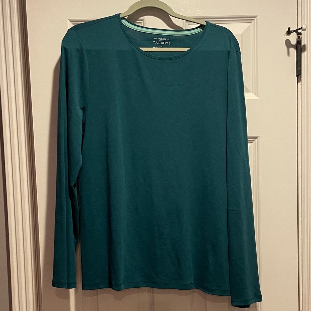Talbots Teal Long Sleeve Crewneck Top